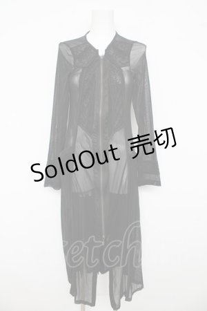 画像: Ozz Croce / シースルーロングZIPカーディガン  黒 Y-26-03-03-102-OO-TO-SZ-ZY