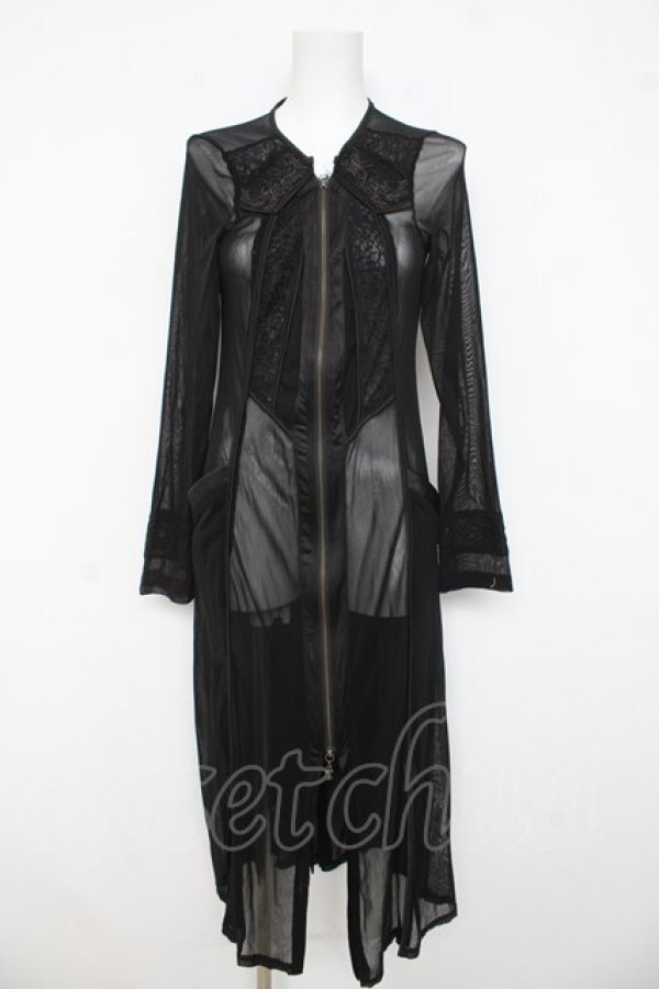 画像1: Ozz Croce / シースルーロングZIPカーディガン  黒 Y-26-03-03-102-OO-TO-SZ-ZY (1)