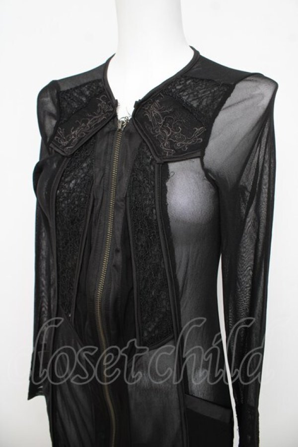 画像3: Ozz Croce / シースルーロングZIPカーディガン  黒 Y-26-03-03-102-OO-TO-SZ-ZY (3)