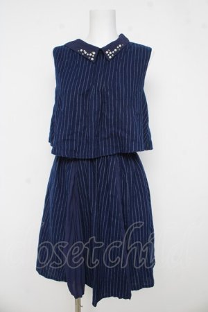 画像: axes femme / ストライプワンピース  紺 Y-26-03-03-108-AX-OP-SZ-ZY