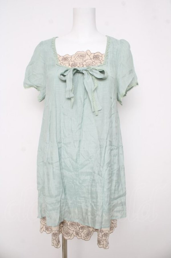 画像1: axes femme / フロントリボンチュニ  ミント Y-26-03-03-109-AX-OP-SZ-ZY (1)