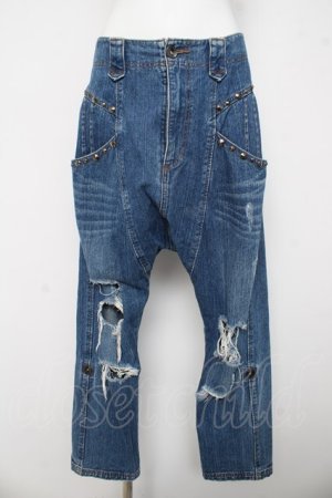 画像: ALGONQUINS / ダメージデニムサルエルパンツ F ブルー Y-26-03-03-116-AL-PA-SZ-ZY