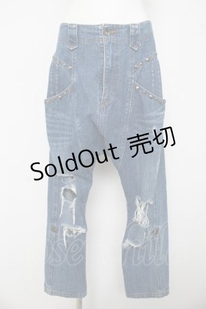 画像: ALGONQUINS / ダメージデニムサルエルパンツ F ブルー Y-26-03-03-116-AL-PA-SZ-ZY