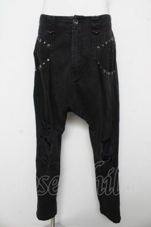 画像: ALGONQUINS / ダメージデニムサルエルパンツ F ブラック Y-26-03-03-117-AL-PA-SZ-ZY
