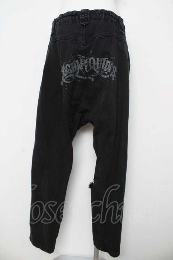 画像2: ALGONQUINS / ダメージデニムサルエルパンツ F ブラック Y-26-03-03-117-AL-PA-SZ-ZY (2)