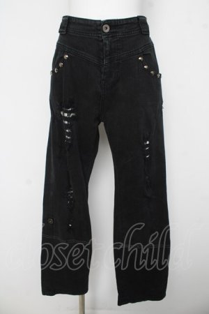 画像: ALGONQUINS / ダメージデニムパンツ F ブラック Y-26-03-03-118-AL-PA-SZ-ZY