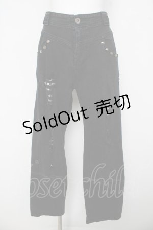 画像: ALGONQUINS / ダメージデニムパンツ F ブラック Y-26-03-03-118-AL-PA-SZ-ZY