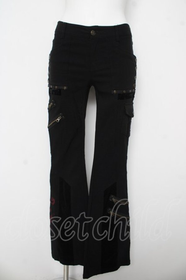 画像1: Ozz Croce / 龍刺繍ZIPパンツ  ブラック/レッド Y-26-03-03-122-OO-PA-SZ-ZY (1)