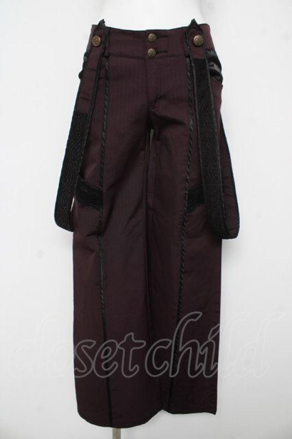 画像1: Ozz oneste / サス付きピンストライプパンツ  ワイン Y-26-03-03-127-OO-PA-SZ-ZY (1)