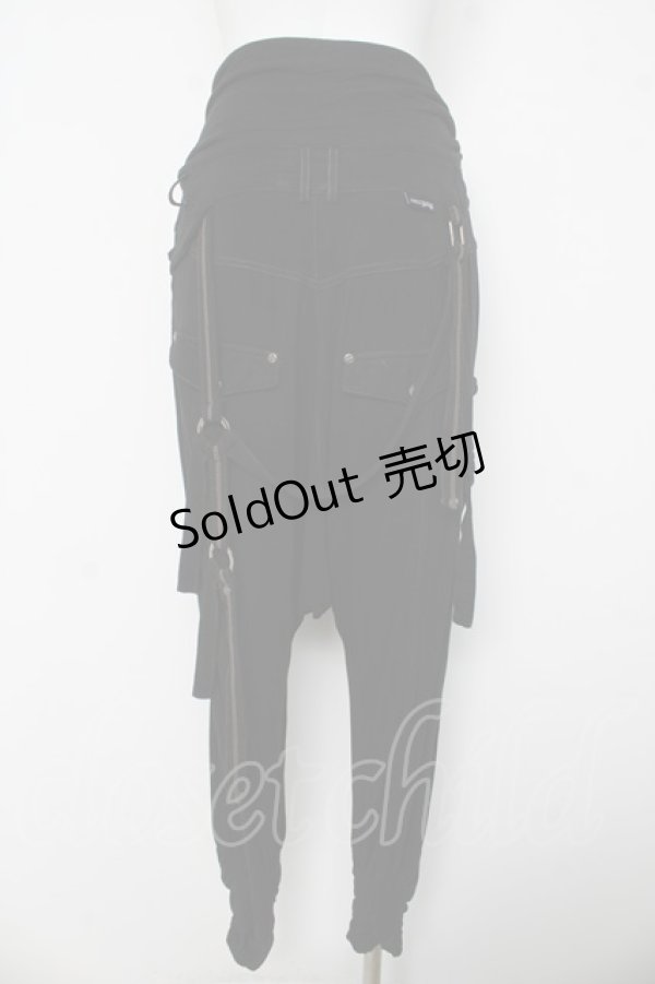 画像2: Ozz conte / 裾ギャザーサルエルパンツ  黒 Y-26-03-03-128-OO-PA-SZ-ZY (2)