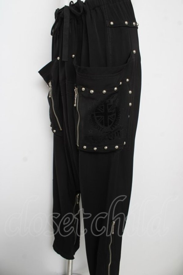 画像3: ALGONQUINS / 丸スタッズZIPサルエルパンツ F 黒 Y-26-03-03-129-AL-PA-SZ-ZY (3)