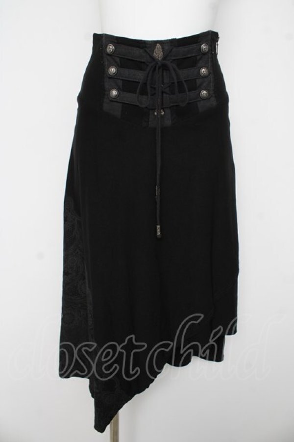 画像1: Rozen Kavalier / レースプリントイレギュラースカート  黒 Y-26-03-03-131-OO-SK-SZ-ZY (1)