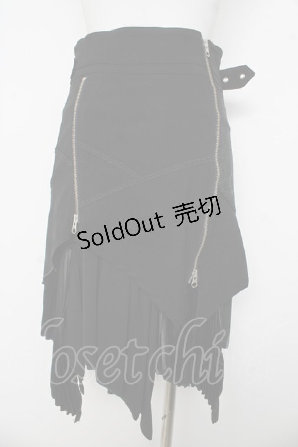 画像2: Ozz oneste / 菊プリントフロントZIPスカート  黒 Y-26-03-03-133-OO-SK-SZ-ZY (2)