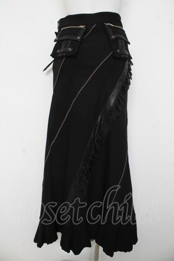 画像2: Ozz Croce / 龍刺繍切替ロングスカート  黒 Y-26-03-03-136-OO-SK-SZ-ZY (2)