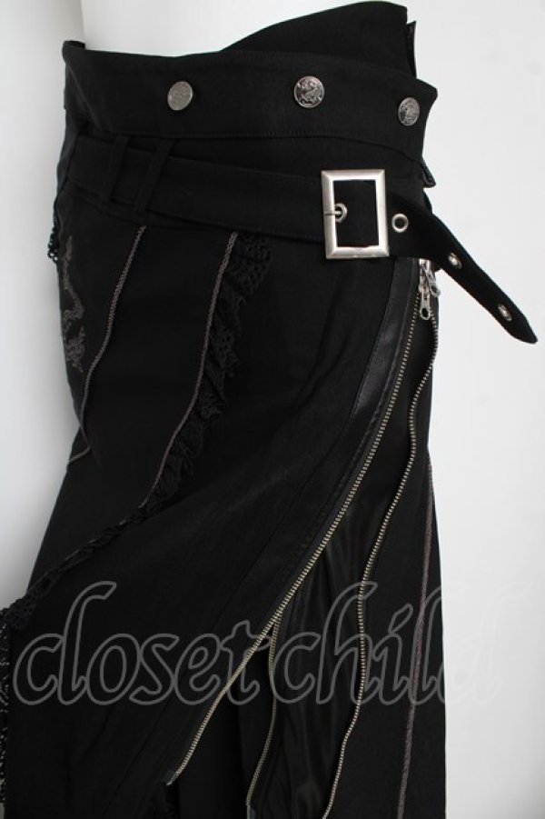 画像3: Ozz Croce / 龍刺繍切替ロングスカート  黒 Y-26-03-03-136-OO-SK-SZ-ZY (3)