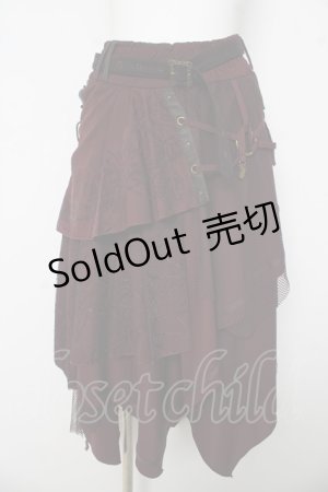 画像: Ozz Croce / 蜘蛛の巣レースランダムフリルスカート  ワイン Y-26-03-03-137-OO-SK-SZ-ZY
