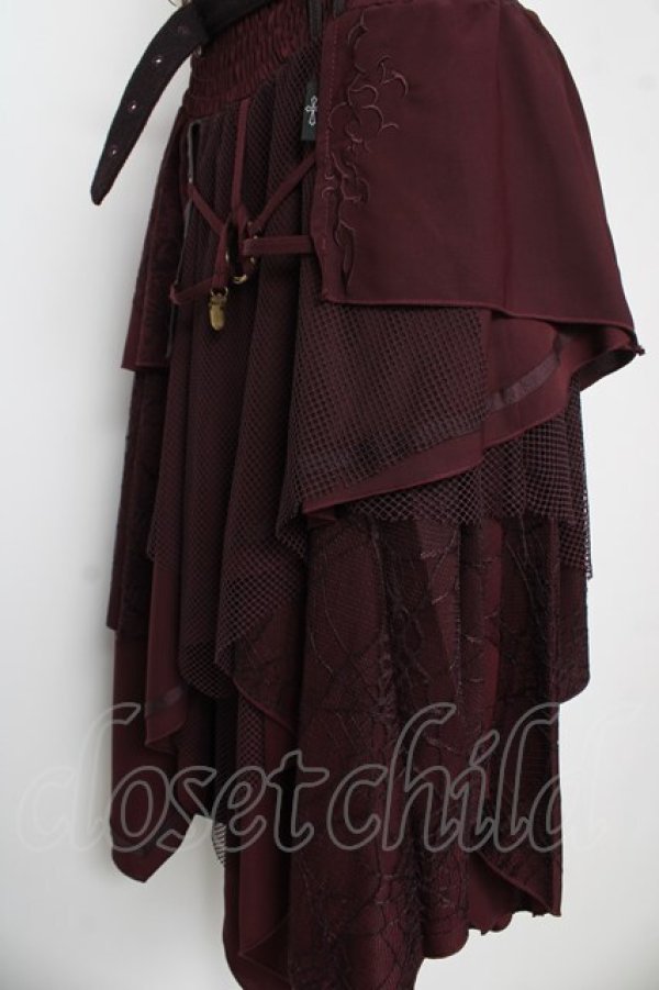 画像3: Ozz Croce / 蜘蛛の巣レースランダムフリルスカート  ワイン Y-26-03-03-137-OO-SK-SZ-ZY (3)