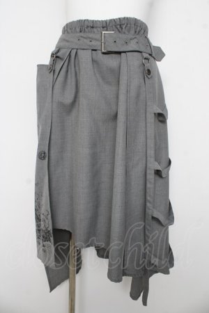 画像: Ozz Croce / アシメラップ風レイヤードスカート  グレー Y-26-03-03-138-OO-SK-SZ-ZY