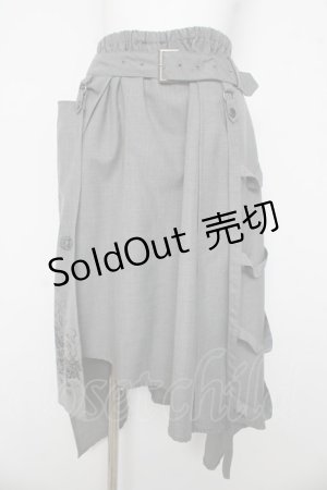 画像: Ozz Croce / アシメラップ風レイヤードスカート  グレー Y-26-03-03-138-OO-SK-SZ-ZY