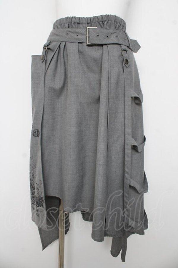 画像1: Ozz Croce / アシメラップ風レイヤードスカート  グレー Y-26-03-03-138-OO-SK-SZ-ZY (1)