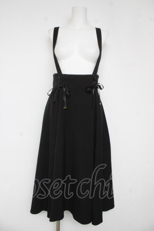 画像: Secret Honey / サスペンダー付ミディ丈マチスカート  黒 Y-26-03-03-139-CA-SK-AS-ZY