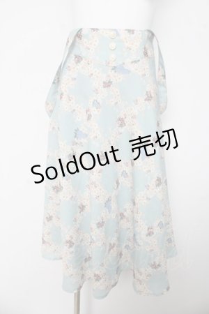 画像: Fi.n.t / サスペンダー付きレトロフラワーチェック柄スカート  サックス Y-26-03-03-141-CA-SK-SZ-ZY