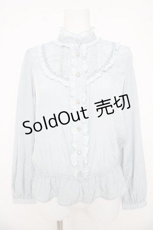 画像: axes femme / ヨーク切替えフリルブラウス  サックス Y-26-03-03-025-AX-BL-SZ-ZY