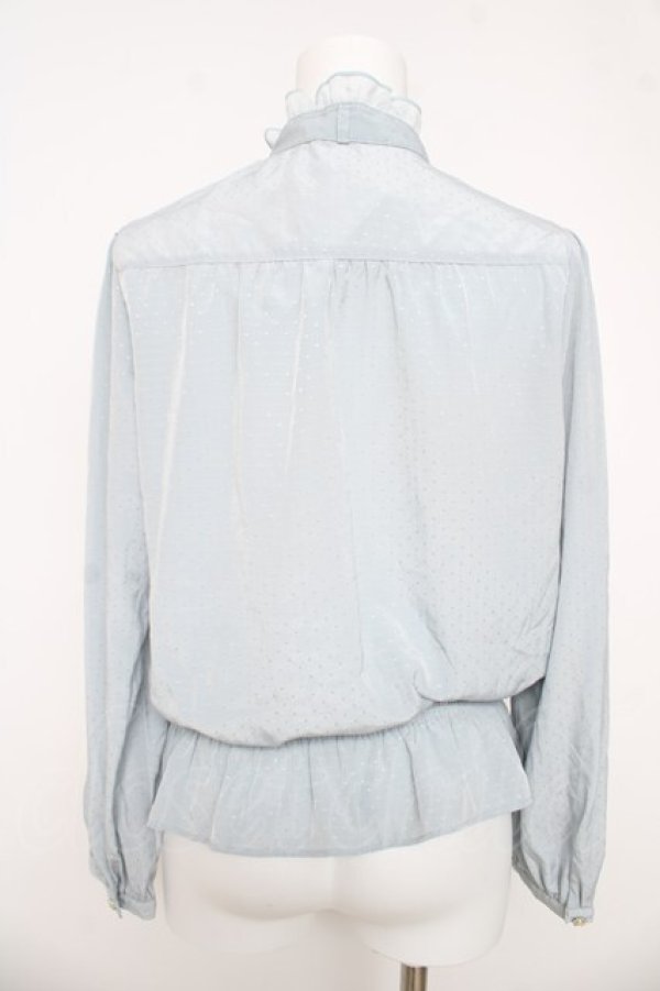 画像2: axes femme / ヨーク切替えフリルブラウス  サックス Y-26-03-03-025-AX-BL-SZ-ZY (2)