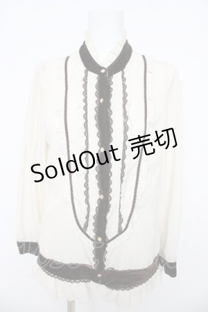 画像: axes femme / ベロア使いブラウス  生成り Y-26-03-03-027-AX-BL-SZ-ZY