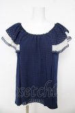 画像1: axes femme / パール付きトップス  紺 Y-26-03-03-029-AX-TO-SZ-ZY (1)