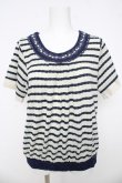 画像1: axes femme / バックレースアップボーダーTシャツ  紺 Y-26-03-03-031-AX-TO-SZ-ZY (1)