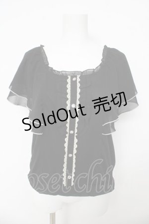 画像: axes femme / ラッフルスリーブタンクトップ  黒 Y-26-03-03-033-AX-TO-SZ-ZY