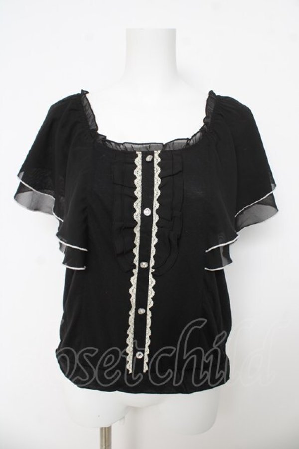 画像1: axes femme / ラッフルスリーブタンクトップ  黒 Y-26-03-03-033-AX-TO-SZ-ZY (1)