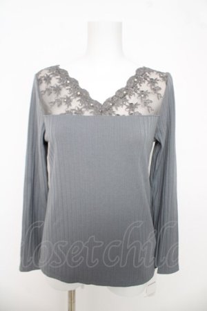 画像: axes femme / 薔薇レースインナープルオーバー  グレー Y-26-03-03-034-AX-TO-SZ-ZY