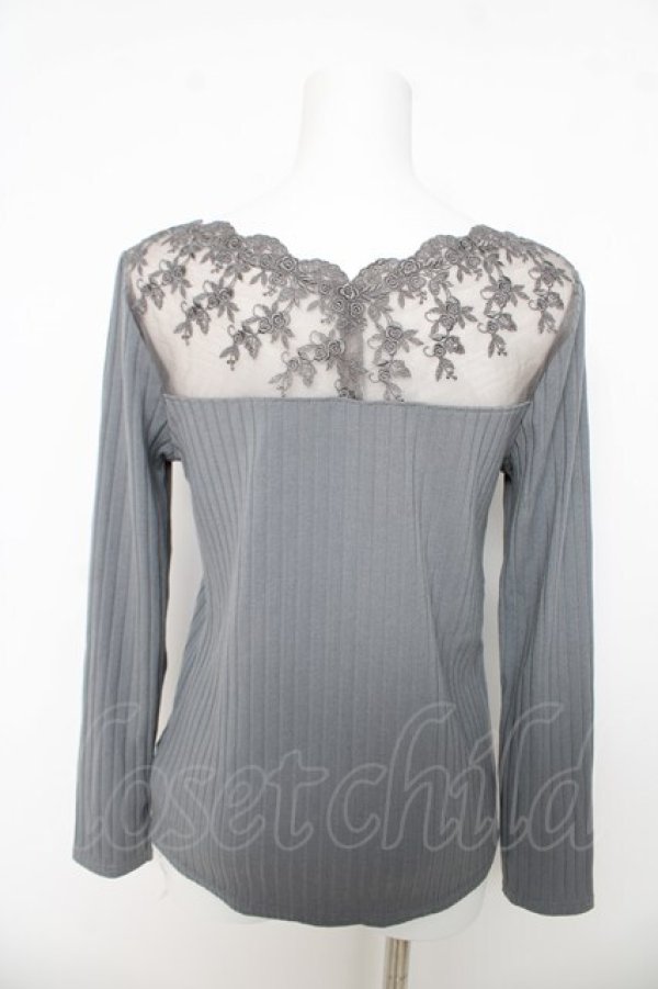 画像2: axes femme / 薔薇レースインナープルオーバー  グレー Y-26-03-03-034-AX-TO-SZ-ZY (2)