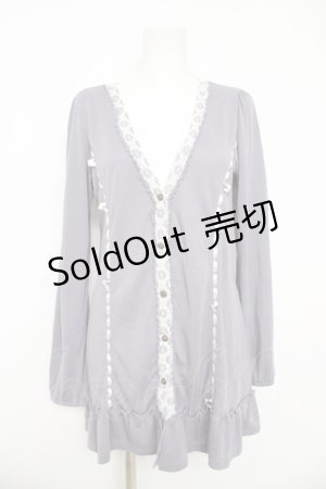 画像: axes femme / バックレースロングカーディガン  ラベンダー Y-26-03-03-036-AX-TO-SZ-ZY