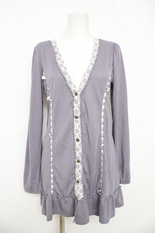 画像1: axes femme / バックレースロングカーディガン  ラベンダー Y-26-03-03-036-AX-TO-SZ-ZY (1)