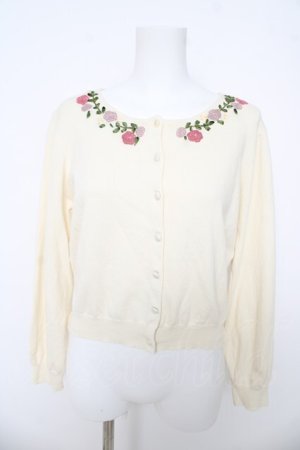 画像: an another angelus / 刺繍入りニットカーディガン  生成り Y-26-03-03-041-CA-TO-SZ-ZY