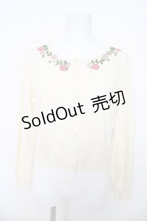 画像: an another angelus / 刺繍入りニットカーディガン  生成り Y-26-03-03-041-CA-TO-SZ-ZY
