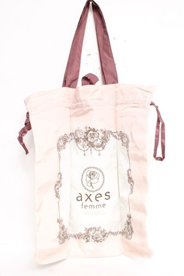 画像2: axes femme / axesショッパーエコバッグ  淡ピンク/生成り Y-26-03-06-048-AX-BG-SZ-ZY (2)