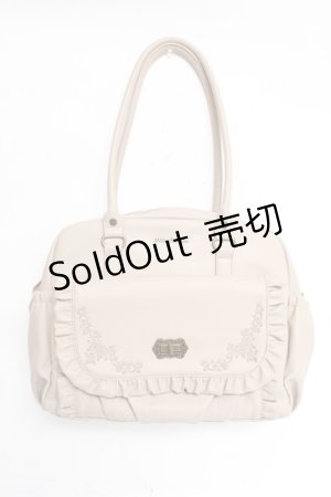 画像: axes femme / 刺繍入りフリルＡ４トート  ベージュ Y-26-03-06-060-AX-BG-SZ-ZY