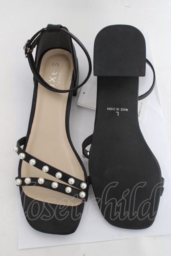 画像5: axes femme / パールストラップサンダル Ｌ 黒 Y-26-03-06-061-AX-SH-SZ-ZY (5)