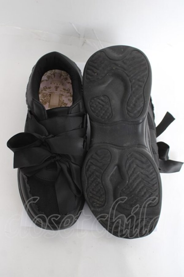 画像5: m petit by misako / m petit by misako×NINA’Sレースリボンスニーカー  黒 Y-26-03-06-067-LO-SH-SZ-ZY (5)