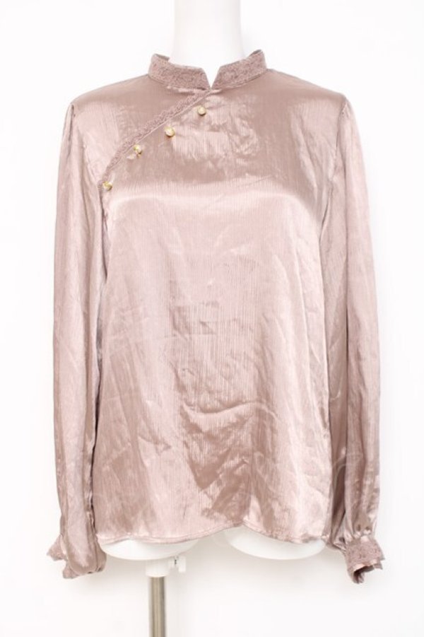 画像1: axes femme / 斜めボタンブラウス  ピンクグレー Y-26-03-06-075-AX-BL-SZ-ZY (1)