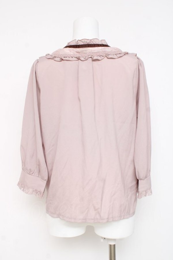 画像2: axes femme / クラシカル刺繍七分袖ブラウス  ピンク Y-26-03-06-077-AX-BL-SZ-ZY (2)