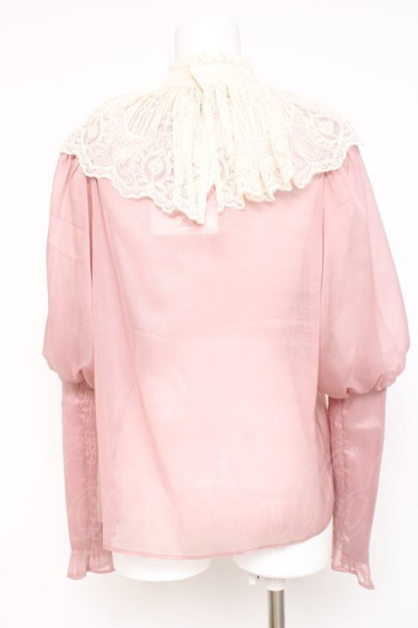 画像2: axes femme NOSTALGIE / レース襟付シフォンブラウス F ピンク Y-26-03-06-078-AX-BL-SZ-ZY (2)