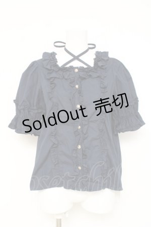 画像: Chalmiere / スクエア開きコットンブラウス  紺 Y-26-03-06-081-LO-BL-SZ-ZY