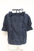 画像2: Chalmiere / スクエア開きコットンブラウス  紺 Y-26-03-06-081-LO-BL-SZ-ZY (2)