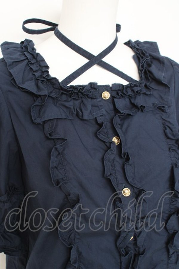 画像3: Chalmiere / スクエア開きコットンブラウス  紺 Y-26-03-06-081-LO-BL-SZ-ZY (3)