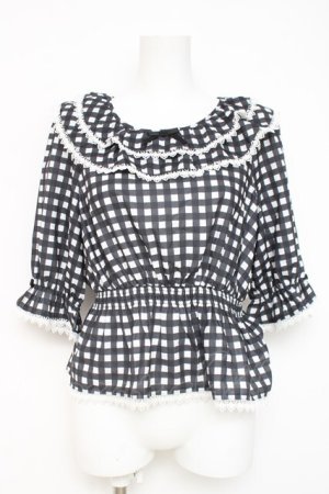 画像: axes femme kawaii / フリル襟シャーリングブラウス M 黒 Y-26-03-06-082-AX-BL-SZ-ZY
